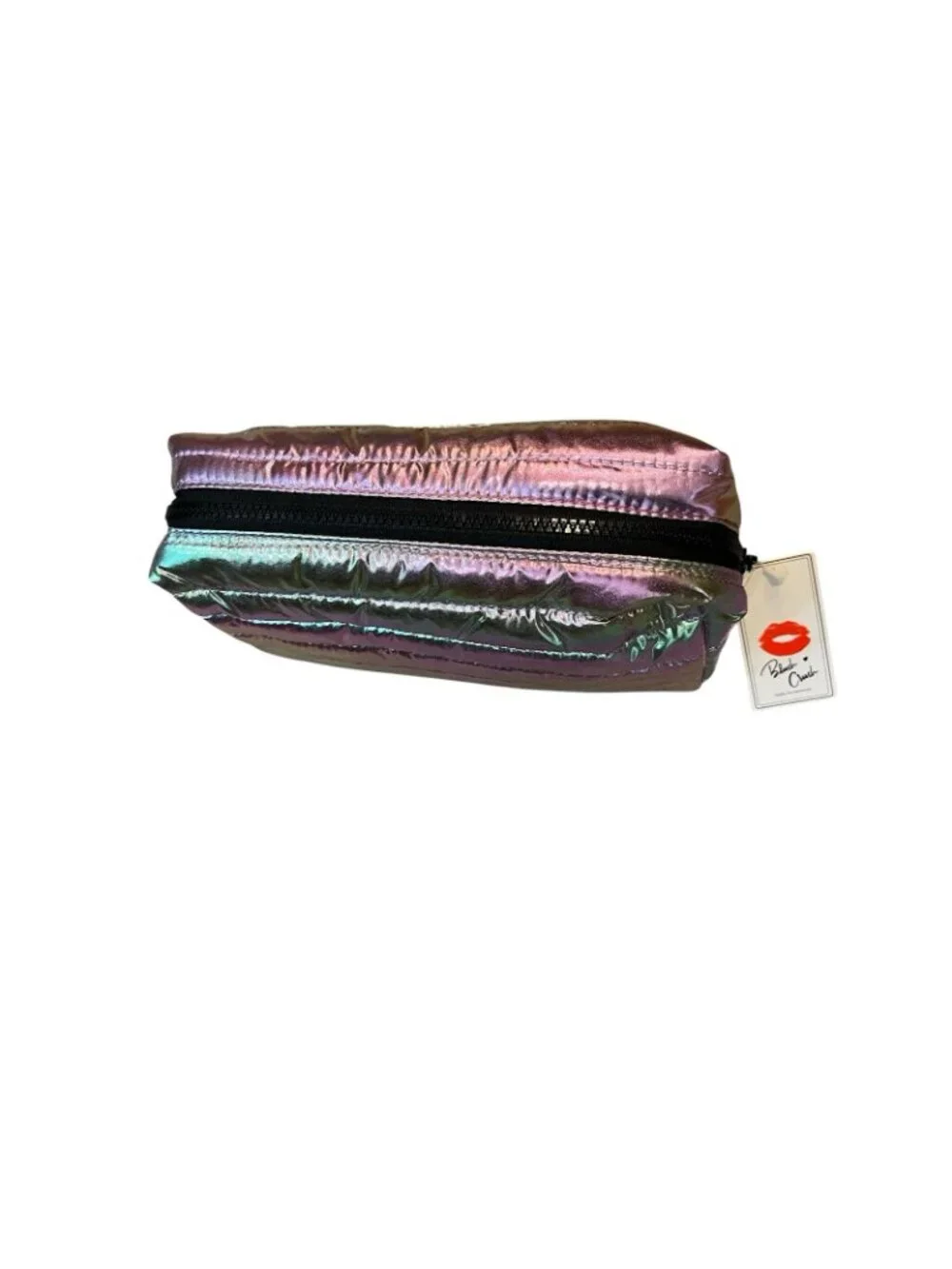 Blush Crush Puffy Quilted Cosmetic Bag Purple Metallic Makeup Clutch NWT